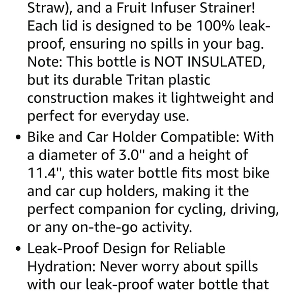 Plixo Tritan 32 Oz Water Bottle with 2 Lids - Picture 7 of 7